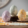 Sullivans 4.5" Sculpted Botanical Egg Decor Set of 3  Resin - 3 of 3