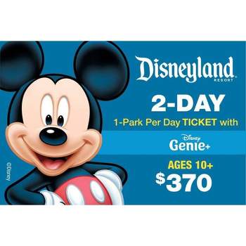 Disneyland 2 Day 1 Park per Day Ticket with Genie+ Service $370 (Ages 10+)