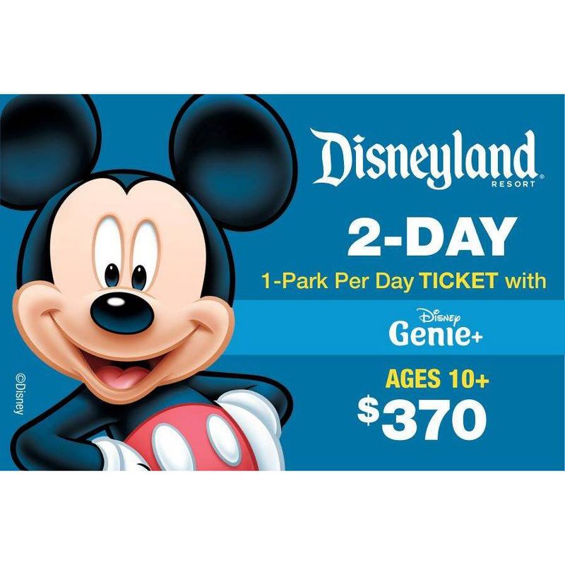 Disneyland 2 Day 1 Park per Day Ticket with Genie+ Service $370 (Ages 10+), 1 of 2