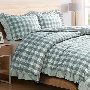 2/3 Pieces Washed Cotton Ruffled Duvet Cover Set, Ultra Soft Comforter Cover Set - NTBAY - 1 of 4