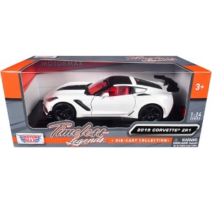 2019 Chevrolet Corvette ZR1 White and Black with Red Interior "Timeless Legends" Series 1/24 Diecast Model Car by Motormax - 1 of 4