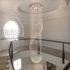 LLHZSY 10-Light Contemporary Luxury Raindrop Crystal Chandelier for High Ceiling Spiral Staircase-Chrome-W23 3/5" x H98 1/2" - 2 of 4