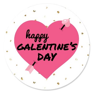 Big Dot of Happiness Be My Galentine - Galentine's and Valentine's Day Party Circle Sticker Labels - 24 Count - 1 of 4