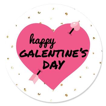 Big Dot of Happiness Be My Galentine - Galentine's and Valentine's Day Party Circle Sticker Labels - 24 Count
