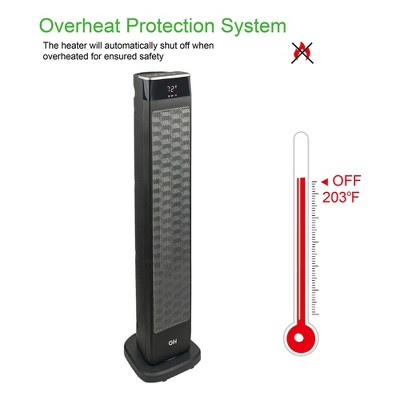 30-Inch Black Ceramic Electric Tower Heater with Thermostat