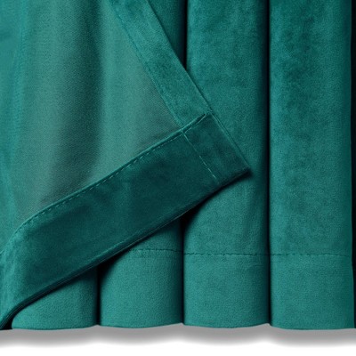 Teal Velvet Room Darkening Window Curtain Panels, 52 x 84 Inches
