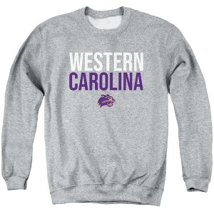 Western Carolina University Official Stacked Adult Crewneck Sweatshirt, Athletic Heather - 1 of 4