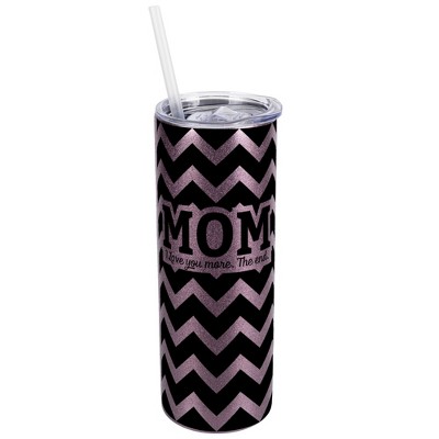 Elanze Designs Rose Gold 20 Ounce Double Wall Stainless Steel Glitter Travel Tumbler With Sliding Lid And Straw, Mom I love you more. The End