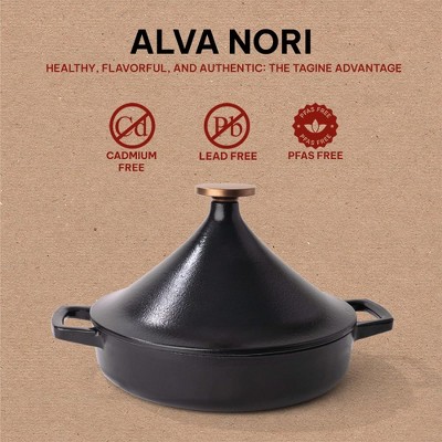 Alva Nori 11-Inch Black Enameled Cast Iron Tagine Pot