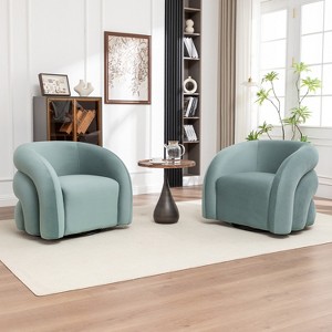 SEYNAR Modern Glam Velvet 360 Degree Swivel Accent Armchair with Tufted Back Set of 2 - 1 of 4