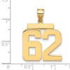 Black Bow Jewelry 14k Yellow Gold, Athletic Collection, Large Polished Number 62 Pendant - 2 of 3