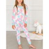 RuffleButts SoftSnooze Big Girls Ruffle Long Sleeve Pajama Set - 3 of 4