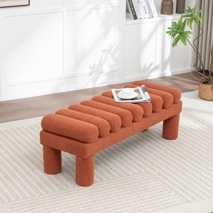 SEYNAR Modern Teddy Velvet Upholstered Rentangle Ottoman - 1 of 4