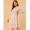 Allegra K Women's Floral Print V-Neck Smocked Waist Midi Dress - 3 of 4