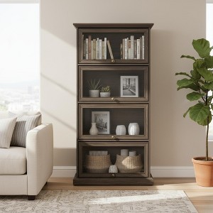 Homy Casa 4-Tier Glass Display Cabinet with Flip-Up Doors for Living Room, Entryway or Office - 1 of 4