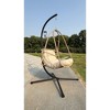 Okak Egg Swing Chair with Cup Holder,Outdoor Hanging Basket Chair with Foldable Stand and Cushion,Porch Swing for Patio,Garden,Backyar - 4 of 4