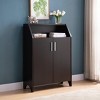 TIRAMISUBEST Modern Shoe/Storage Cabinet Two Door with 4 Shelves - Red Cocoa - Espresso Mobile File Cabinet - 2 of 4
