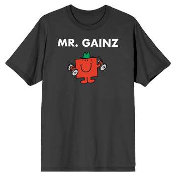 Mr. Men And Little Miss Meme Mr. Gainz Crew Neck Short Sleeve Charcoal Men's T-shirt