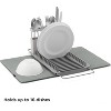 BRINJOY Rack and Microfiber Dish Drying Mat-Space-Saving Lightweight Design Folds Up for Easy Storage, Over The Sink, Charcoal - 4 of 4