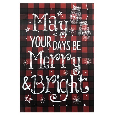 Northlight Red Buffalo Plaid Merry and Bright Christmas Garden Flag 28" x 40"