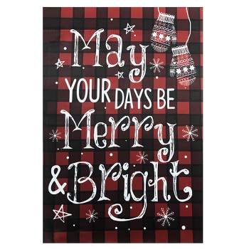 Northlight Red Buffalo Plaid Merry and Bright Christmas House Flag 28" x 40"