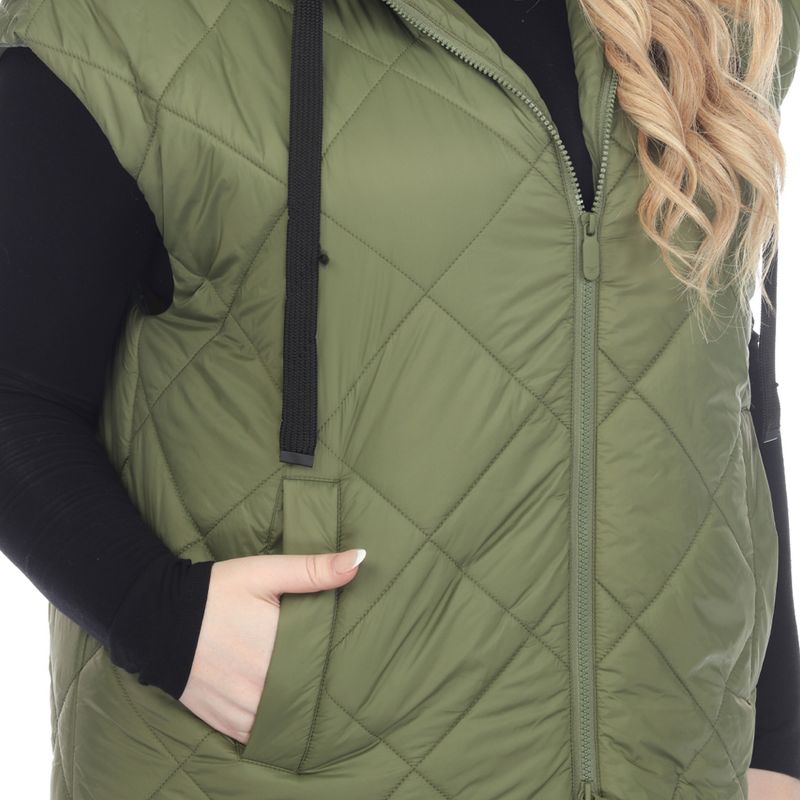 Plus Size Diamond Quilted Hooded Puffer Vest-White Mark, 4 of 6