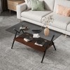 OUTSUPPLY Modern Rectangle Coffee Table with Tempered Glass Top & Gold Metal Legs, Sleek Living Room Centerpiece with MDF Base - 4 of 4