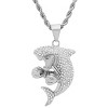 Steeltime 30" Men's stainless steel and simulated diamonds boxing shark pendant. Color Options: Silver, Gold - 2 of 4