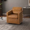 Eulalia 28.74''Wooden Upholstery Wide Genuine Leather Swivel Chair with Swivel Metal Base and  Squared Arms | ARTFUL LIVING DESIGN - 2 of 4