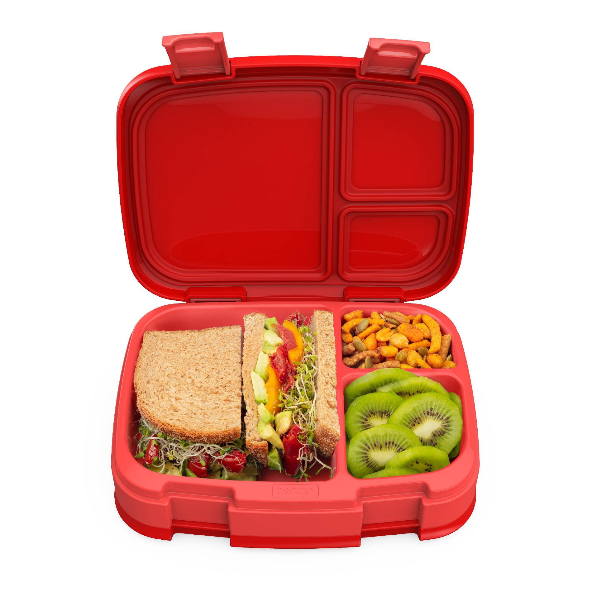 Bentgo Fresh Leakproof Versatile 4 Compartment Bento-Style Lunch Box with Removable Divider - Red