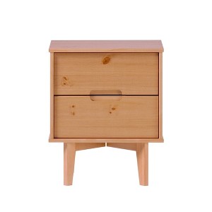 NicBex 16 inch Wide Nightstand with 2 Drawers,Modern Side Table with Cutout Handles and Wood Legs,Bedside Table for Bedroom,Living Room,Brown - 1 of 4