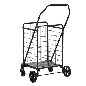 Racxily Foldable Shopping Cart with Shelf, Grocery Utility Cart with 360° Swivel Wheels for Laundry & Shopping - 1 of 4