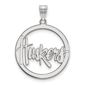 Black Bow Jewelry Sterling Silver Nebraska Cornhuskers NCAA Extra Large Pendant - 1 of 3