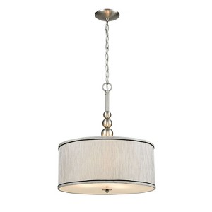 Claxy Modern Brushed Nickel Pendant Chandelier Fabric Drum Shade - 1 of 4