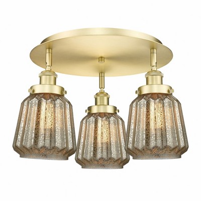 Chatham - 3 Light Flush Mount In Art Deco Style-8 Inches Tall and 18.25 Inches Wide