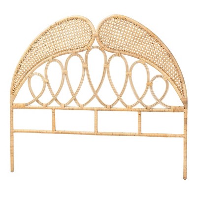 Queen Onika Rattan Standalone Headboard Natural Brown - Baxton Studio: Arched, Freestanding, No Assembly Required