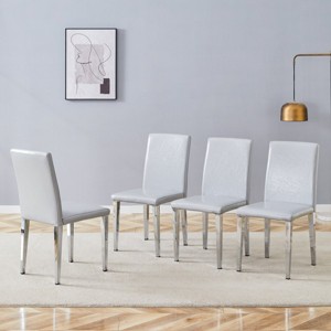 Set Of 4 PU Leather Upholstered Dining Chairs,Accent Chair With Metal Legs,Modern Armless Side Chairs For Kitchen or Dining Room-Coolbibila - 1 of 4