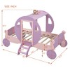 YONWAY Twin Size Princess Bed Frame for Girls, Wooden Princess Carriage Bed with Crown, Kids Twin Bed Frames for Girls Boys with Stair - 3 of 4