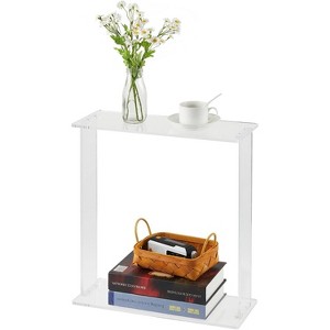 Acrylic Narrow Console Table for Entryway, 18 * 7 * 20in Acrylic Table, Square Legs, Skinny Entry Desk for Sofa, Foyer, Hallway, 2-Tier, Clear - 1 of 4