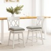 Tangkula 26" Bar Stool Wooden Chair Set of 3 w/Contoured Backrest Swivel Padded Seat - 3 of 4