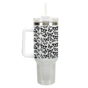 Elanze Designs Small Monarch Butterfly Garden 40 oz. Stainless Steel, Large Water Bottle Coffee Mug, Spill & Leak Resistant, Thermal Travel Tumbler - 1 of 1