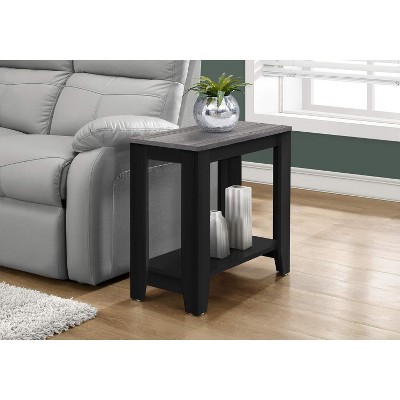 Chic Two-Tone Black and Gray Wood Grain Rectangular Side Table