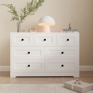 43" Wood 7-Drawer Farm Door Chest of Drawers with Versatile Use, and Easy Assembly - 1 of 4