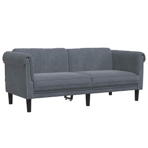 vidaXL Dark Gray Velvet 2-Seater Upholstered Loveseat - Comfortable Modern Couch with Supportive Legs for Living Room - 1 of 4