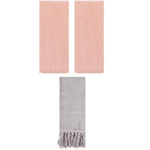 REGALWOVEN 3 Packs Cotton Soft and Absorbent Bathroom Turkish Hand Towels with tassel - 1 of 4