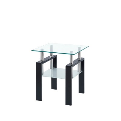 GlasFlength Coffee Tables Round Coffee Table Center Table Glass Coffee Table Small Table for Living Room, Clear, 17.71"*17.71"*20.47"