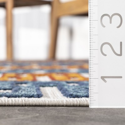 Sleek Mediterranean Elegance 5' x 8' Blue Synthetic Area Rug