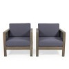 GDFStudio Allegra Outdoor Acacia Wood and Wicker Club Chair with Cushion - 2 of 4