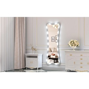 Silver Hollywood Full Length Mirror with Lights: 3 Color Modes, Touch Control, Wall Mounted or?Standing - 1 of 4