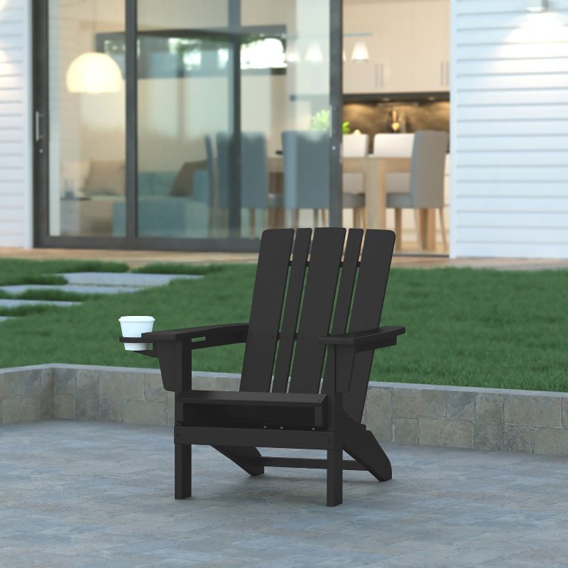 Emma and Oliver Adirondack Chair with Cup Holder, Weather Resistant HDPE Adirondack Chair, 2 of 12